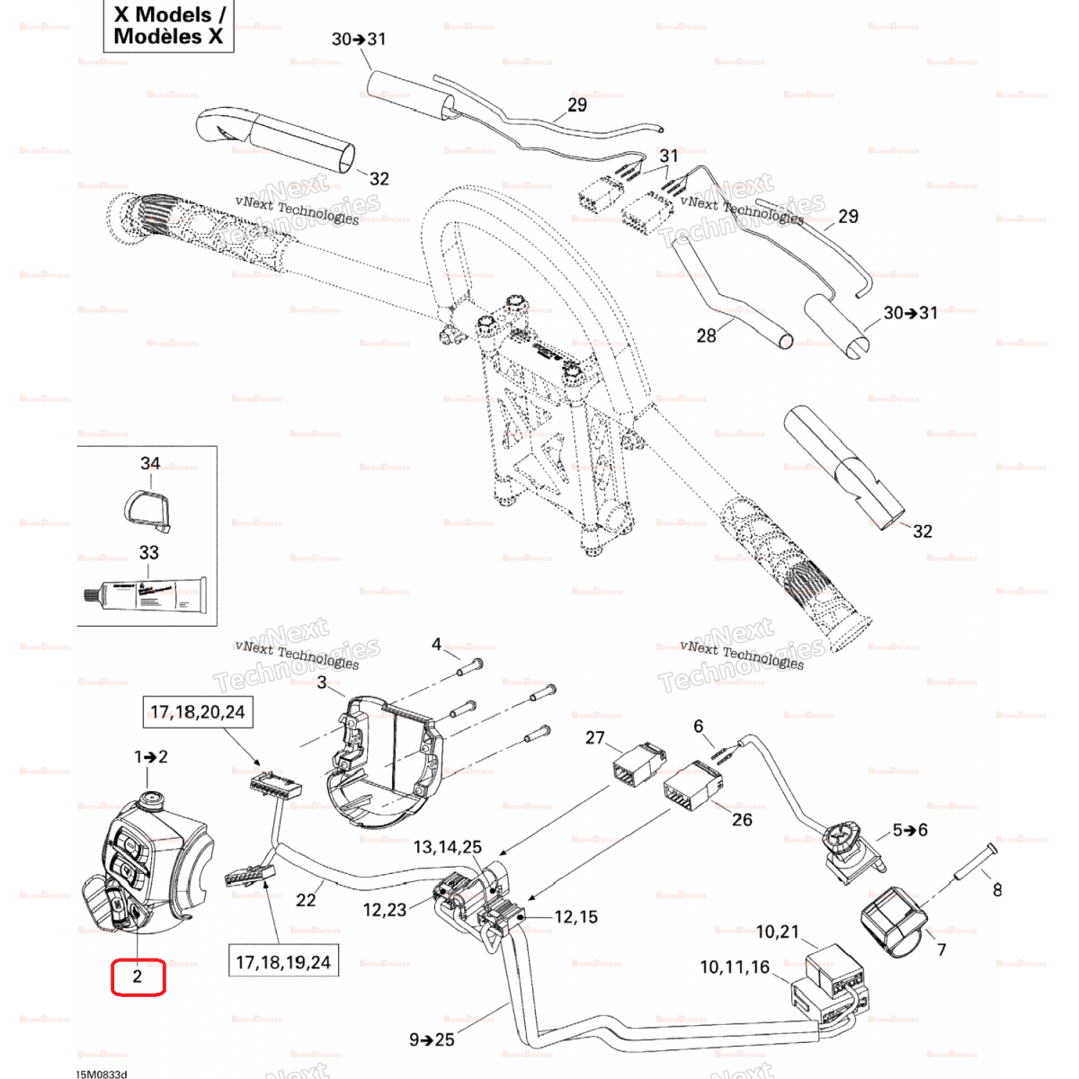 Кнопка старт заднего хода реверса для снегоходов Ski-Doo REV-XU/XP/XR 515176088/VEL-515175780 - фото товара BoonDocker