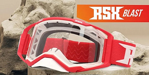 Очки кроссовые RSX Blast красно белые с прозрачной линзой