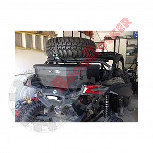 Кофр задний для UTV BRP CanAm Maverick X3 Turbo by Ryfab черный глянцевый с красным багажником