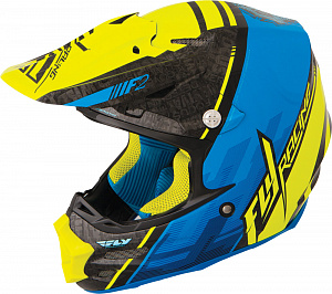 Шлем Fly Racing F2 Carbon Fastback сине/желтый размер L 73-4093L