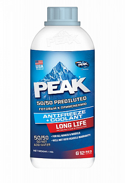 Антифриз красная PEAK LONG LIFE 50/50, до -37 1 литр