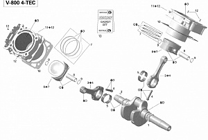 420684133 Комплект прокладок полный для снегоходов Ski-Doo Rotax V800 420684132