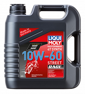 1687 Масло моторное cинтетическое для мотоциклов Liqui Moly Motorbike 4T Synth Street Race 10W60 4 литра