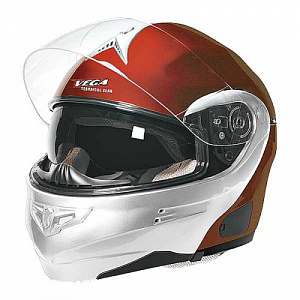 Шлем модуляр HD185 Two-Tone красный\серебристый глянцевый, размер L 