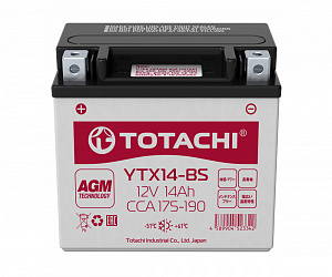 Аккумулятор TOTACHI CMF YTX14-BS R 12V/14Ah прямая +/- 150X87X148 mm