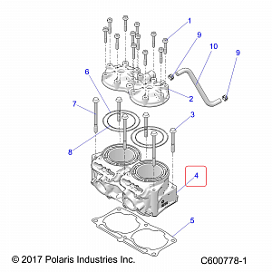 3023972 Цилиндр блок двигателя для снегоходов Polaris PATRIOT 9R 3023972